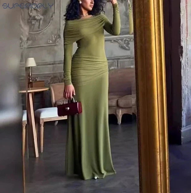 Ruched Waist Long Dress